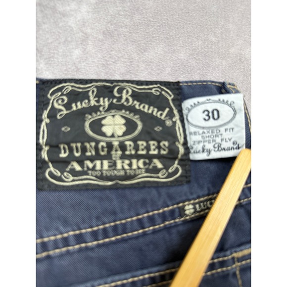 VTG 90's‎ Lucky Brand Dungarees Jeans Shorts Men 34 Blue Denim Distressed USA - Picture 15 of 16